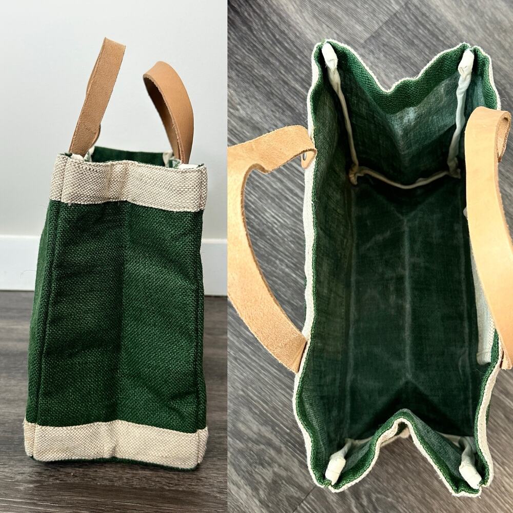 Apolis Global Citizen Magnolia Market Green Tote Bag 100% Natural Golden Jute - Picture 4 of 15